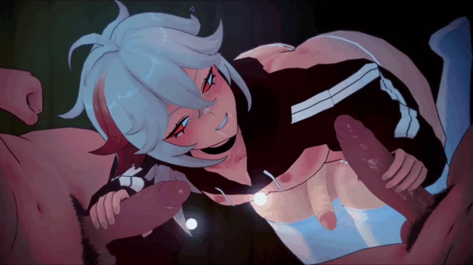 Animation, Double Handjob and Femboy — Femboy Hentai — femboy